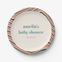Abstrakter Streifen Aqua Peach Custom Baby Dusche