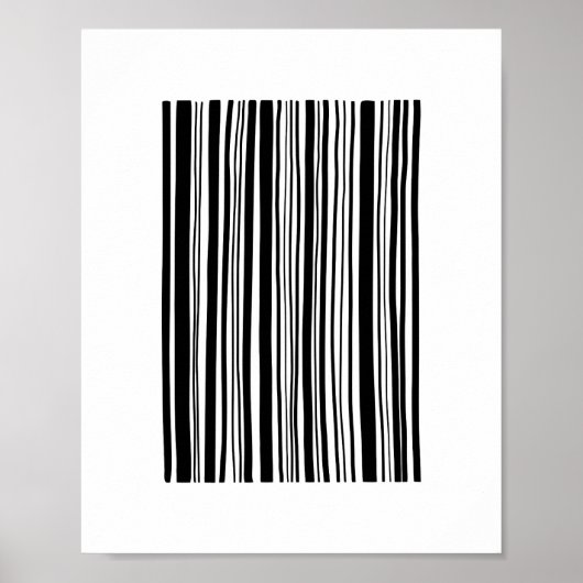 Abstrakter Strichcode in Schwarzweiß. Moderne Lini Poster (Vorne)