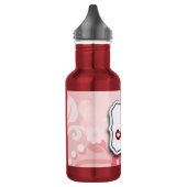 Abstrakter Strudel-Blumenrosa mit Monogramm Edelstahlflasche (Links)