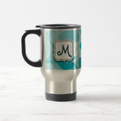 Abstrakter Strudel-Blumentürkis mit Monogramm Reisebecher (Links)