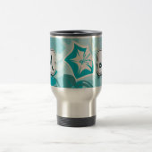 Abstrakter Strudel-Blumentürkis mit Monogramm Reisebecher (Mittel)