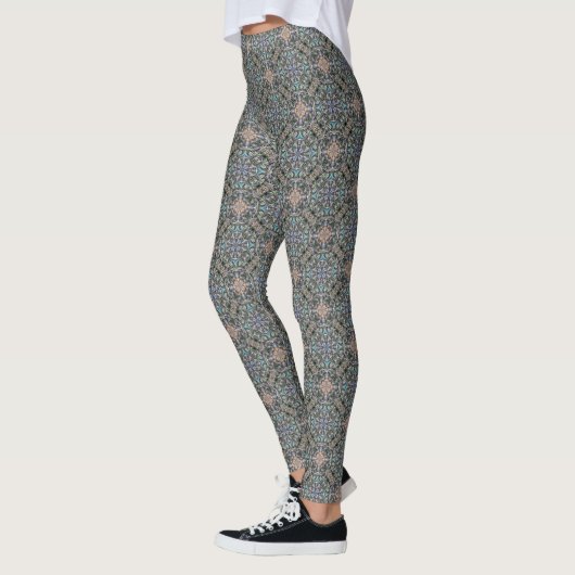 Abstrakter Sukkulargarten Rosette Trellis Muster Leggings (Links)