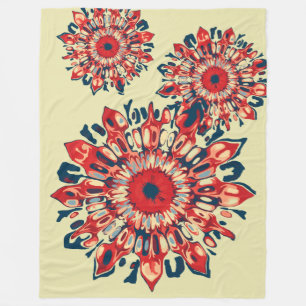 Abstrakter SUN FLOWER - rot blau + dein Backgr. Fleecedecke