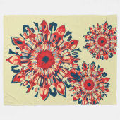 Abstrakter SUN FLOWER - rot blau + dein Backgr. Fleecedecke (Vorderseite (Horizontal))