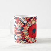 Abstrakter SUN FLOWER - rot blau + dein Backgr. Kaffeetasse (Vorderseite Links)