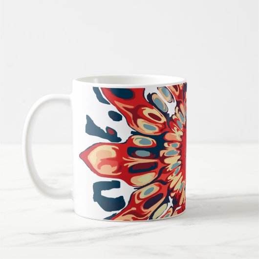 Abstrakter SUN FLOWER - rot blau + dein Backgr. Kaffeetasse (Links)