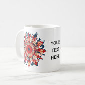 Abstrakter SUN FLOWER - rot blau + dein Backgr. Kaffeetasse (Vorderseite Links)