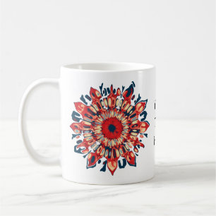 Abstrakter SUN FLOWER - rot blau + dein Backgr. Kaffeetasse