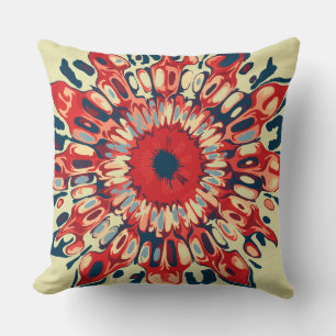 Abstrakter SUN FLOWER - rot blau + dein Backgr. Kissen