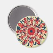 Abstrakter SUN FLOWER - rot blau + dein Backgr. Magnet (Vorderseite/Rückseite)