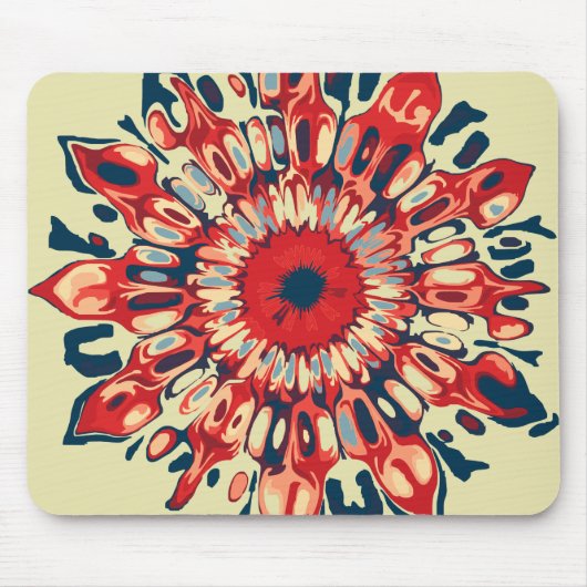 Abstrakter SUN FLOWER - rot blau + dein Backgr. Mousepad (Vorne)