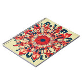 Abstrakter SUN FLOWER - rot blau + dein Backgr. Notizblock (Linke Seite)