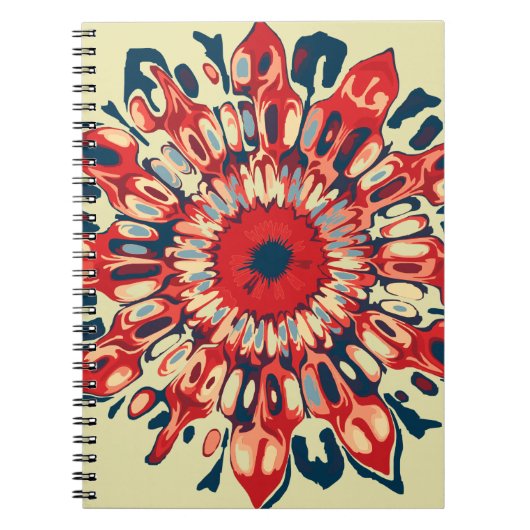 Abstrakter SUN FLOWER - rot blau + dein Backgr. Notizblock (Vorderseite)
