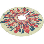 Abstrakter SUN FLOWER - rot blau + dein Backgr. Polyester Weihnachtsbaumdecke (Schrägansicht)