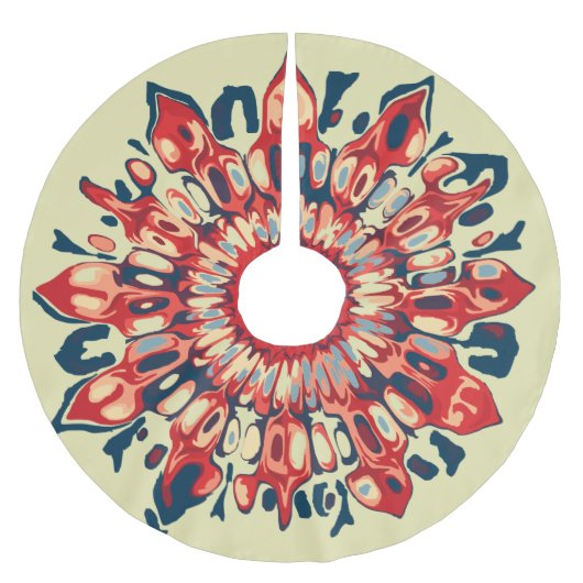 Abstrakter SUN FLOWER - rot blau + dein Backgr. Polyester Weihnachtsbaumdecke (Vorderseite)
