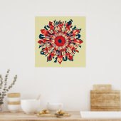 Abstrakter SUN FLOWER - rot blau + dein Backgr. Poster (Küche)