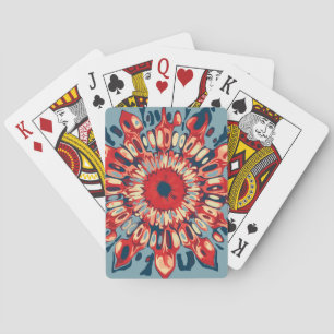 Abstrakter SUN FLOWER - rot blau + dein Backgr. Spielkarten