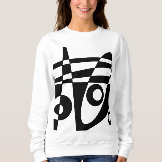 Abstrakter Surfing White Black Karo Sweatshirt (Vorderseite)