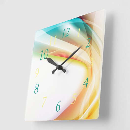 Abstrakter Swirl 2 Quadratische Wanduhr (Winkel)