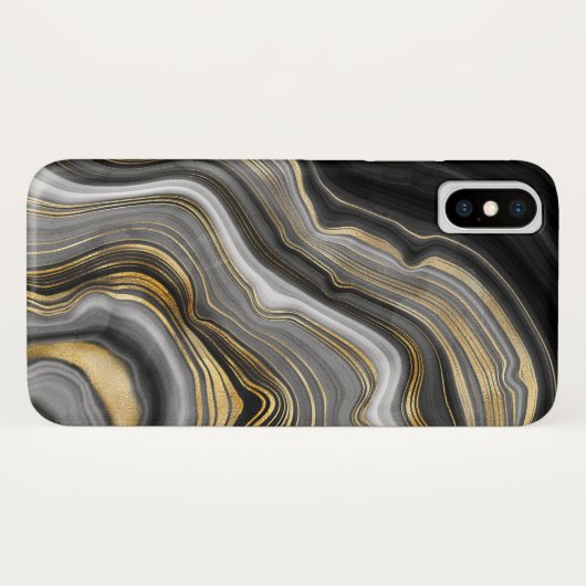 Abstrakter Swirl aus Schwarz und Gold Case-Mate iPhone Hülle (Rückseite (Horizontal))