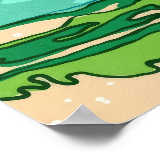 Abstrakter Swirl Türkis Grüne Ozeanwelle Kunst Poster (Ecke)