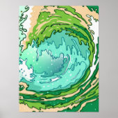 Abstrakter Swirl Türkis Grüne Ozeanwelle Kunst Poster (Vorne)