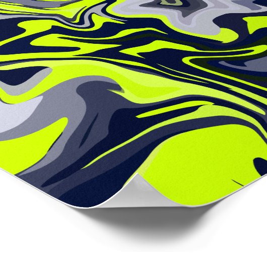 Abstrakter Swirl von Grün, Grau und Schwarz Poster (Ecke)