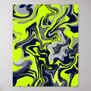 Abstrakter Swirl von Grün, Grau und Schwarz Poster
