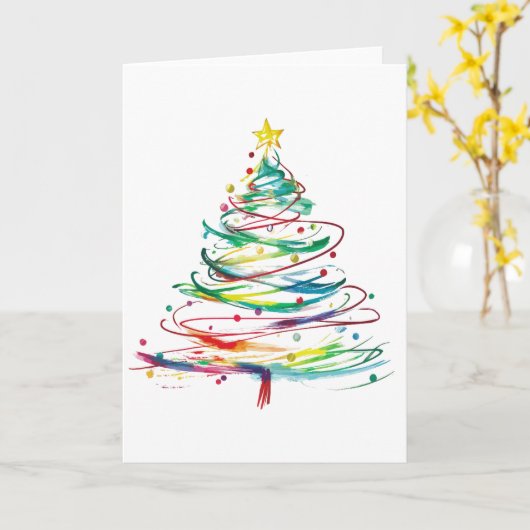 Abstrakter Swirt Weihnachtsbaum Bunte Moderne Karte (Gelbe Blume)