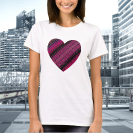 Abstrakter T - Shirt mit Hot Pink