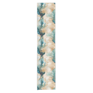 Abstrakter Table Runner aus Alkohol-Tinte mit gold Kurzer Tischläufer