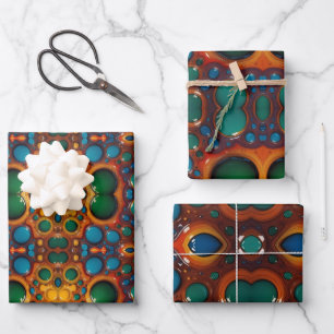 Abstrakter Tanz von Öl auf Wasser Geschenkpapier Set
