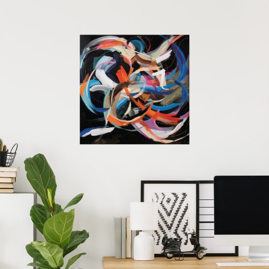 Abstrakter Tänzer in dynamischer Bewegung Poster (Heimbüro)