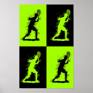 Abstrakter Tennisspieler - Aquarellstil - Grün Poster