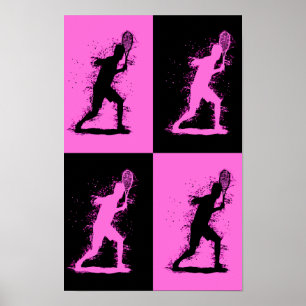 Abstrakter Tennisspieler - Aquarellstil Poster