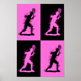 Abstrakter Tennisspieler - Aquarellstil Poster