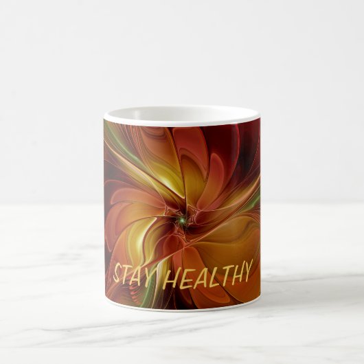 Abstrakter Text von Red Orange Brown Green Fraktal Kaffeetasse (Mittel)