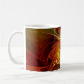 Abstrakter Text von Red Orange Brown Green Fraktal Kaffeetasse (Links)