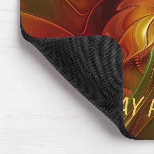 Abstrakter Text von Red Orange Brown Green Fraktal Mousepad (Ecke)