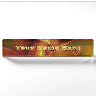 Abstrakter Text von Red Orange Green Fraktal Art B Namensplakette