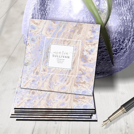 Abstrakter Texturlavender/Tan-ID796 Quadratische Visitenkarte