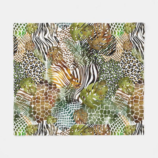 abstrakter Tierdschungel Fleecedecke (Vorderseite (Horizontal))