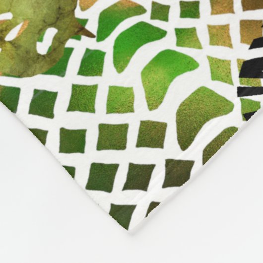 abstrakter Tierdschungel Fleecedecke (Ecke)