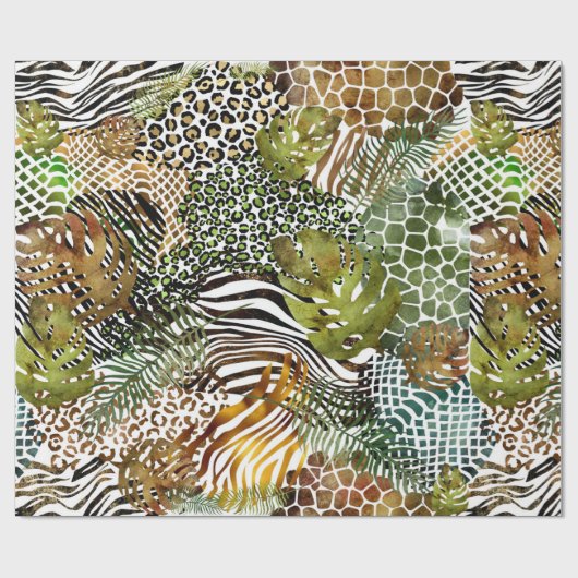 abstrakter Tierdschungel Geschenkpapier (Flach)