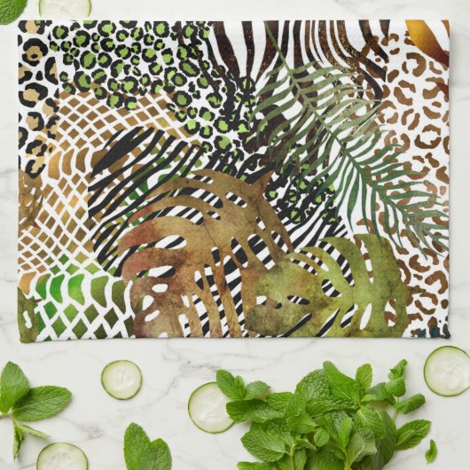 abstrakter Tierdschungel Geschirrtuch (Gefaltet)