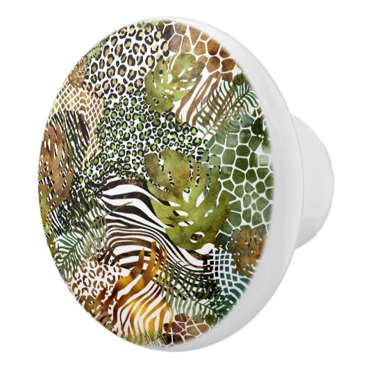 abstrakter Tierdschungel Keramikknauf (Rechts)