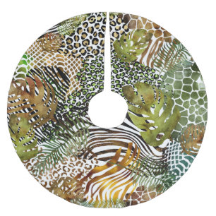 abstrakter Tierdschungel Polyester Weihnachtsbaumdecke