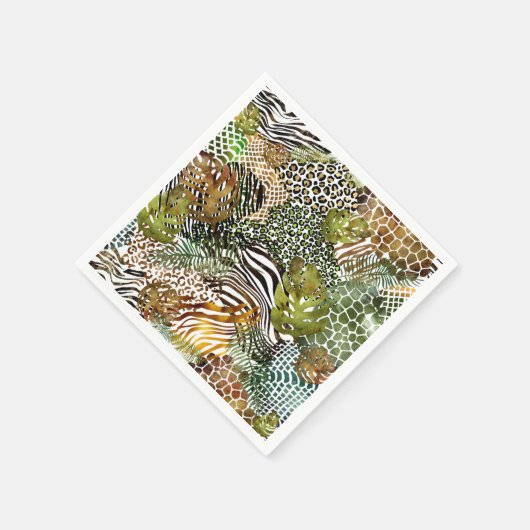 Abstrakter Tierdschungel Serviette (Ecke)