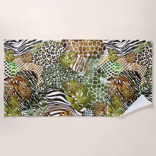 abstrakter Tierdschungel Strandtuch (Vorderseite)