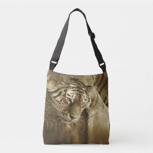 Abstrakter Tiger Vintag Tragetaschen Mit Langen Trägern